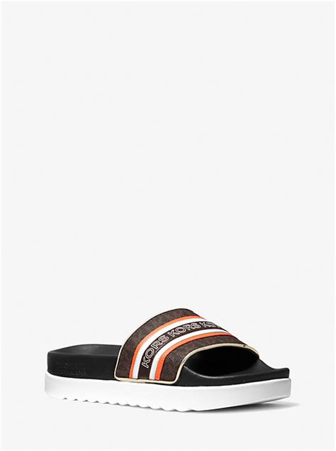 michael kors demi logo tape slide sandal|Tyra Logo Tape Slide Sandal .